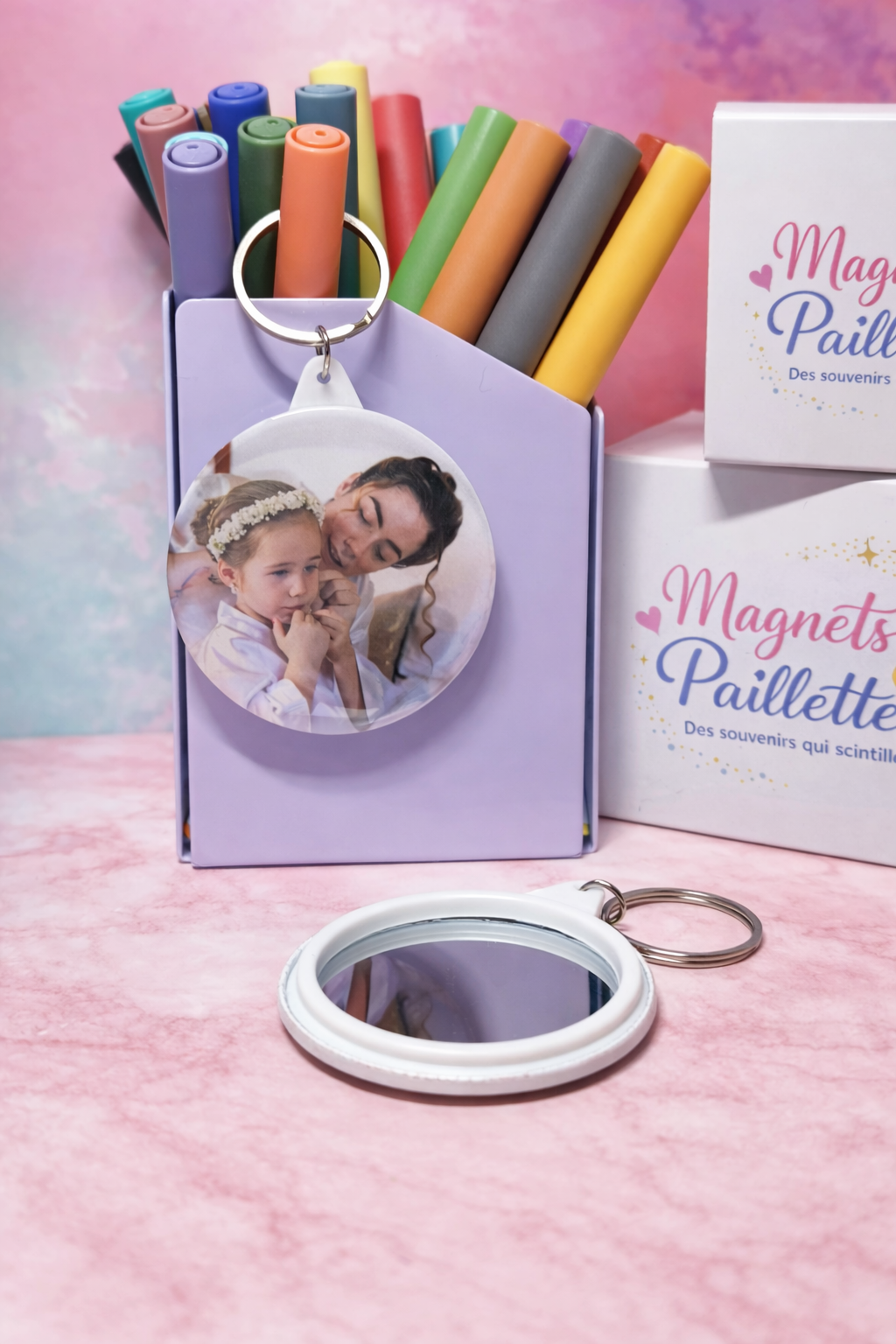Porte-clés miroir personnalisés 58 mm
