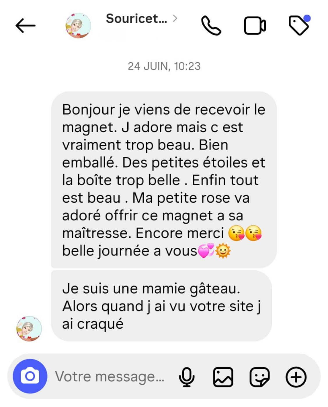 Capture du message original