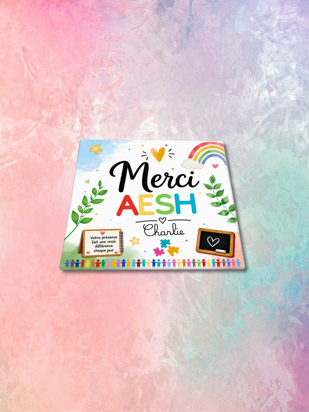Magnet carré illustré "Merci"
