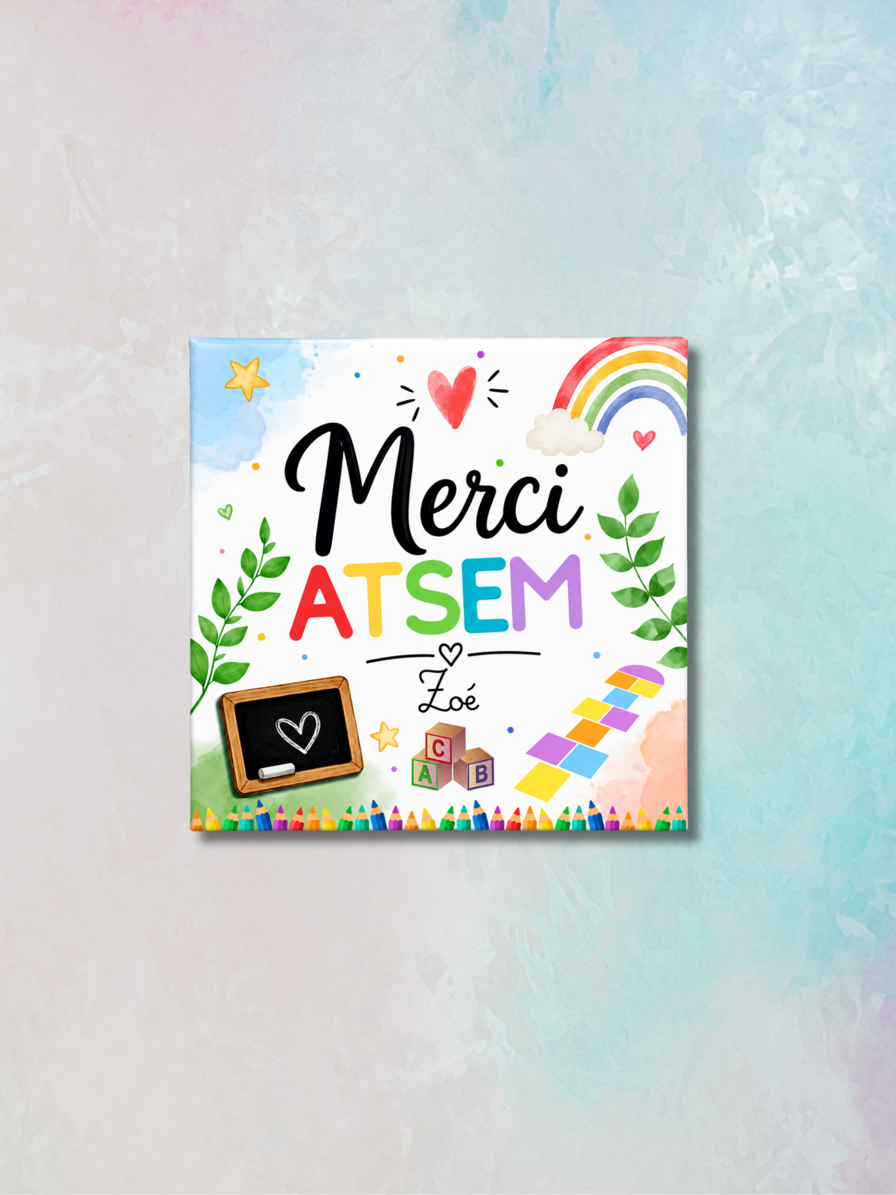 Magnet carré illustré "Merci"
