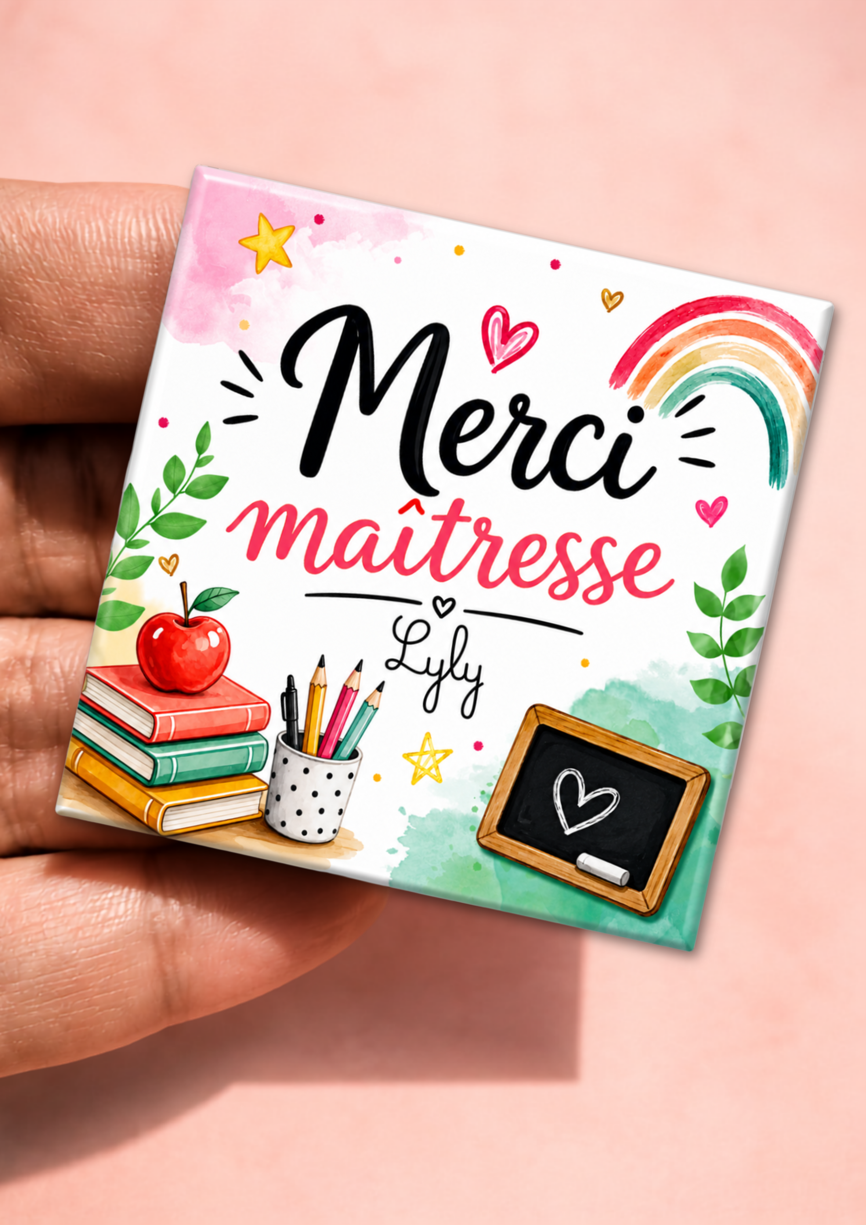 Magnet carré illustré "Merci"