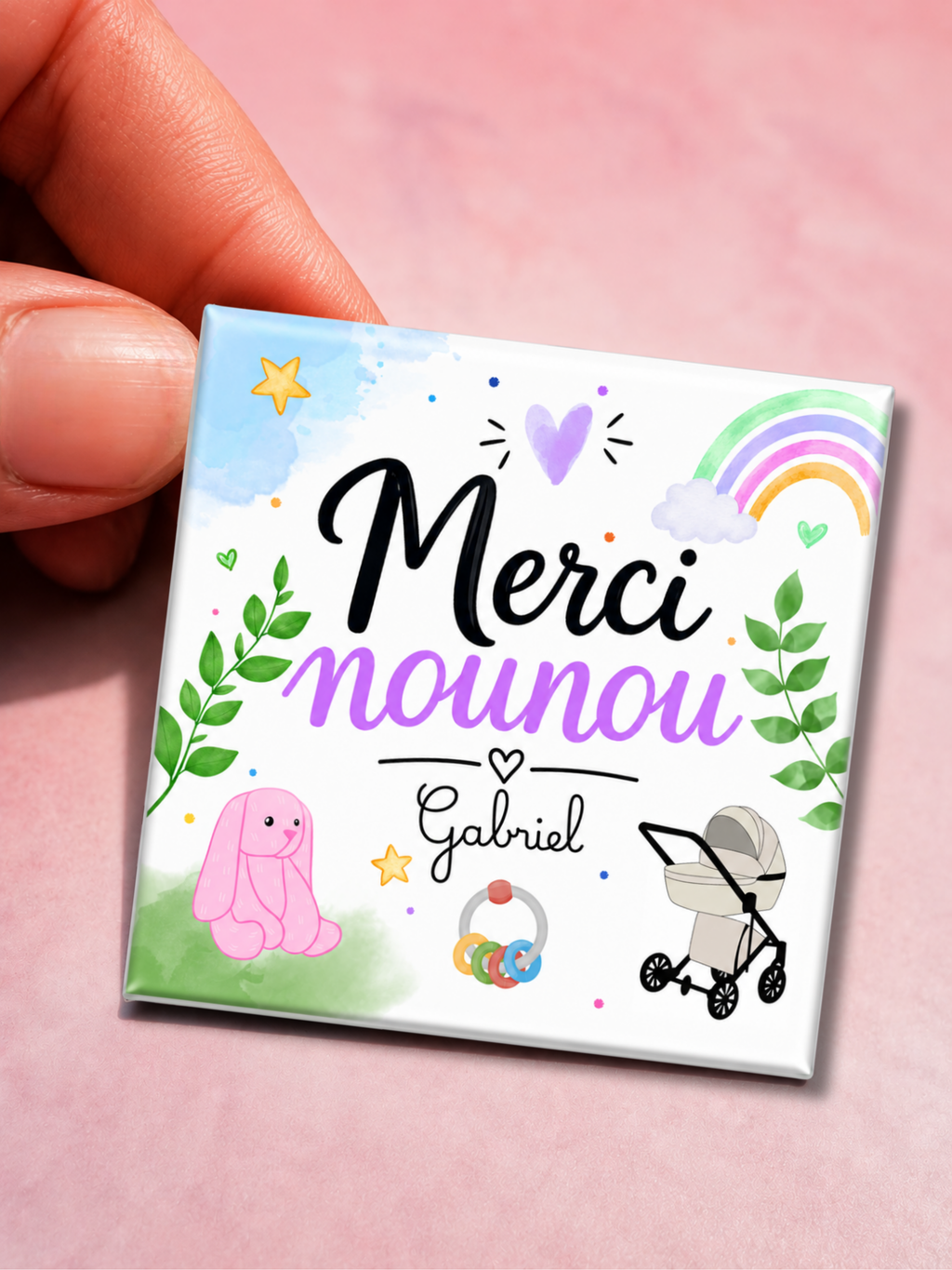 Magnet carré illustré "Merci"