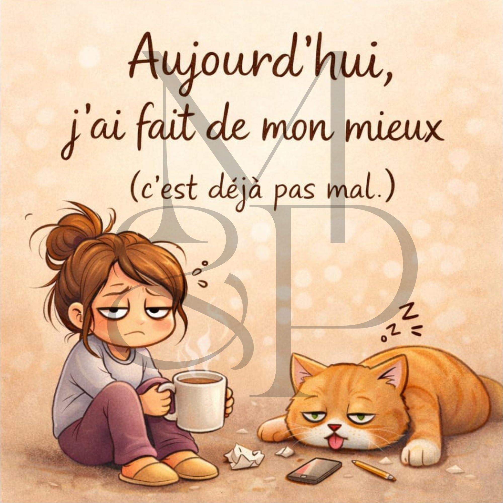 "Aujourd'hui j'ai fait de mon mieux(c'est déjà pas mal)" - Les P'tits illustrés carrés