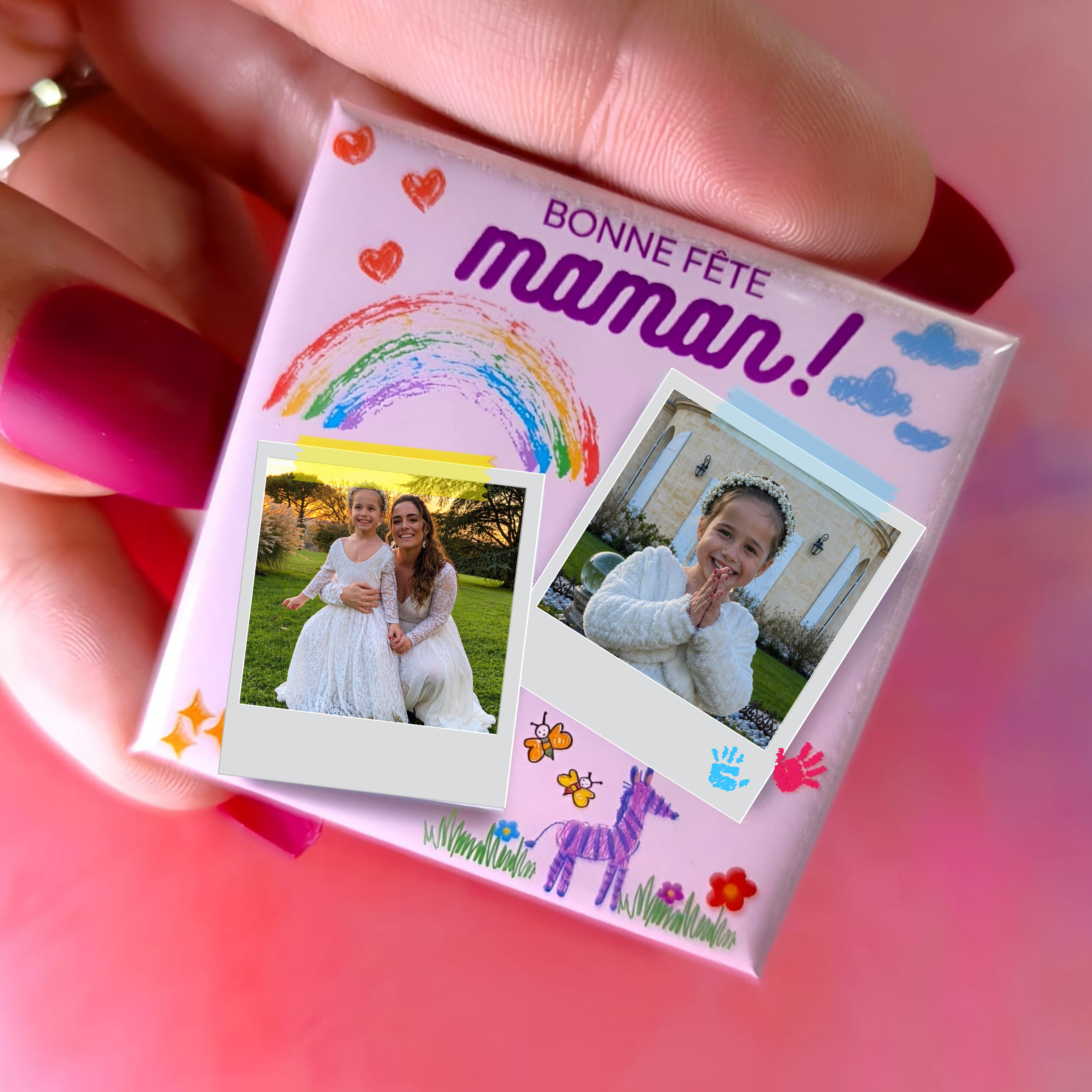 Magnets carrés "Bonne Fête Maman !"