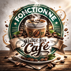"Fonctionne grâce au café" - Les P'tits illustrés carrés