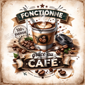 "Fonctionne grâce au café" - Les P'tits illustrés carrés