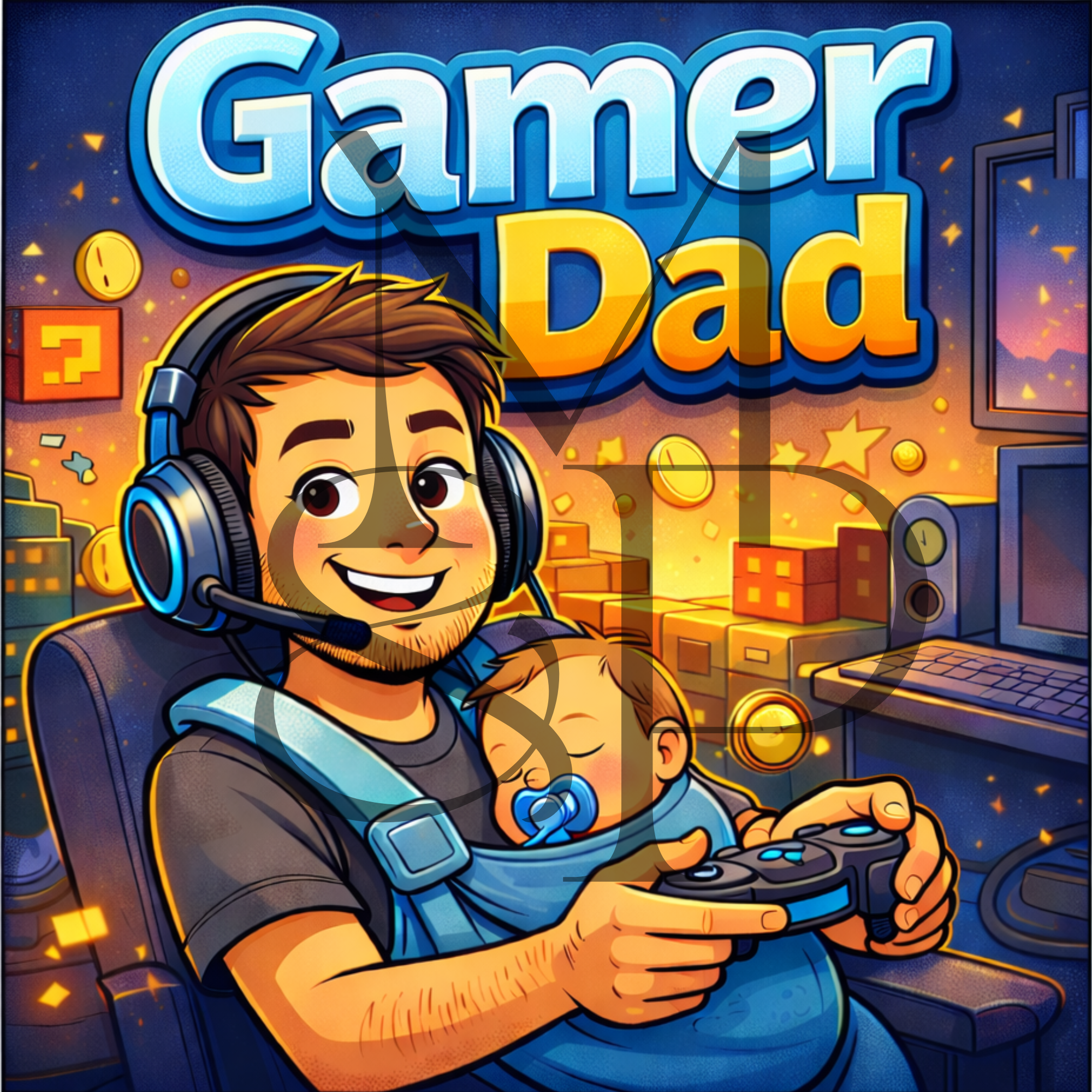 "Gamer Dad" - Les P'tits illustrés carrés