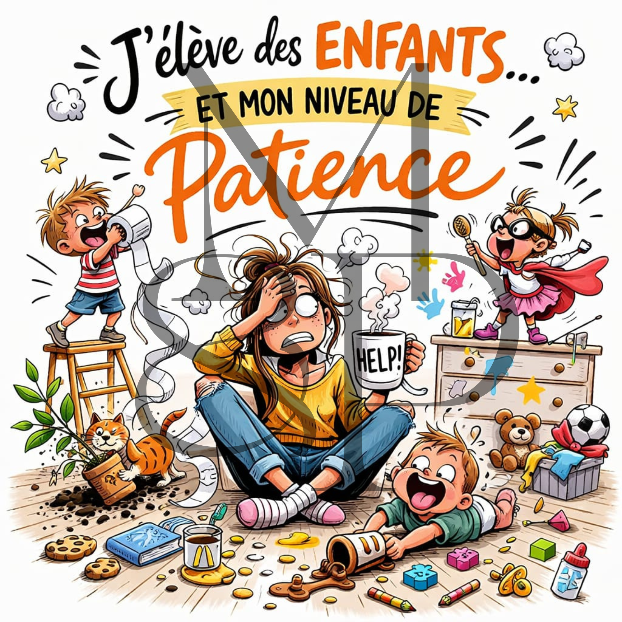 "J'élève des enfants ... et mon niveau de patience" - Les P'tits illustrés carrés