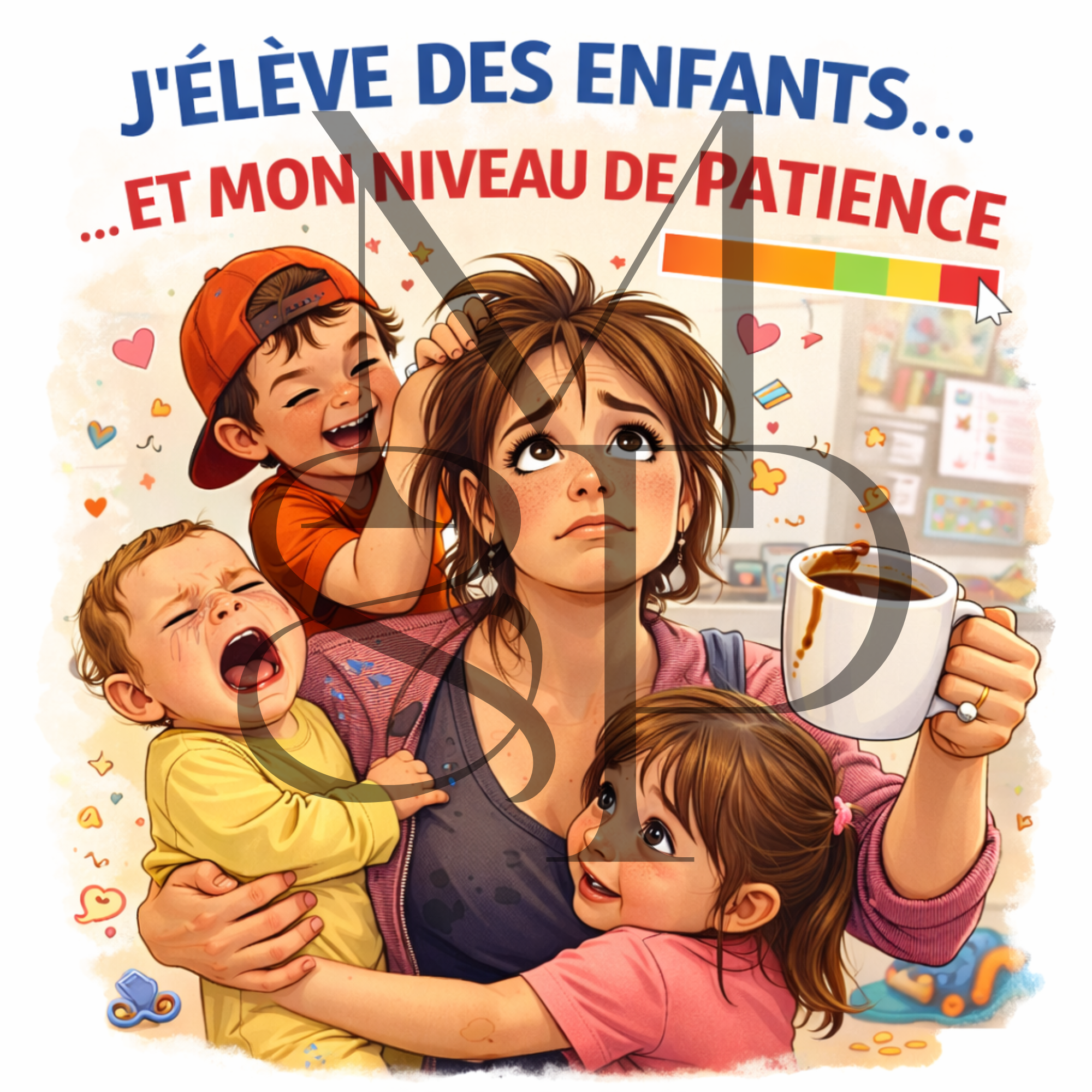 "J'élève des enfants ... et mon niveau de patience" - Les P'tits illustrés carrés