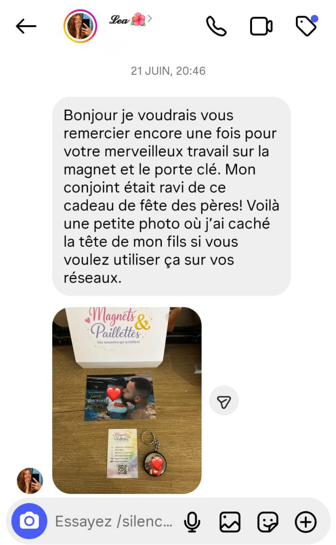 Capture du message original