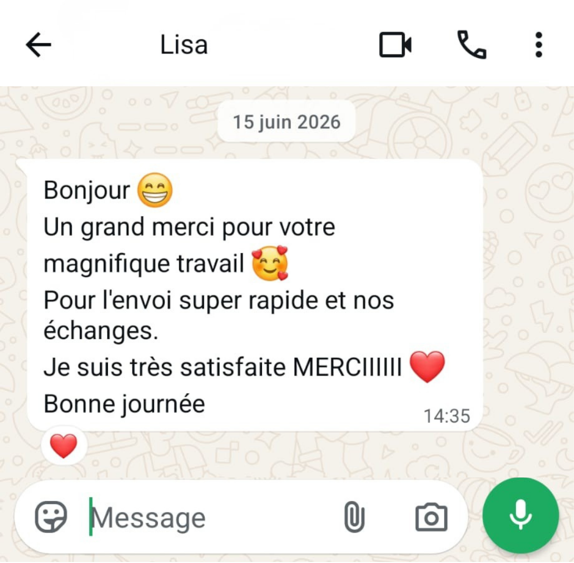 Capture du message original
