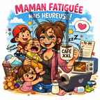 "Maman fatiguée mais heureuse" - Les P'tits illustrés carrés