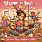 "Maman fatiguée mais heureuse" - Les P'tits illustrés carrés