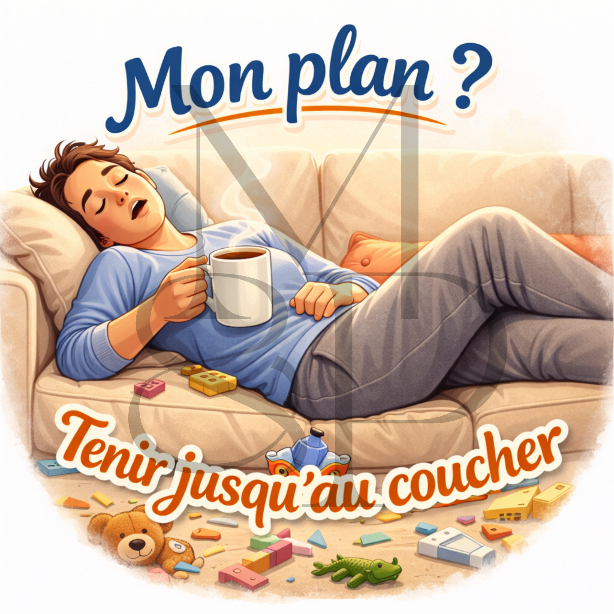 "Mon plan ? Tenir jusqu'au coucher" - Les P'tits illustrés carrés