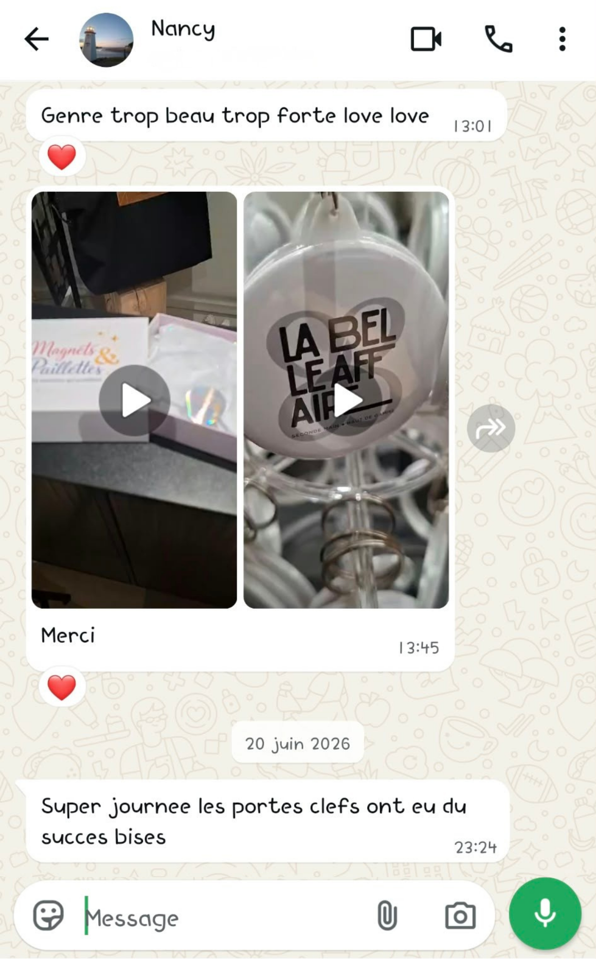 Capture du message original