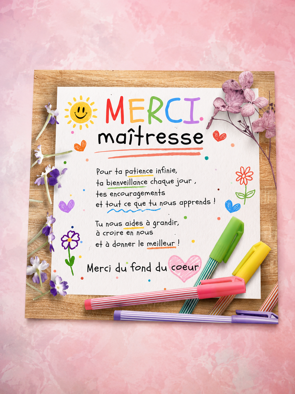 Magnet carré plat "Merci"