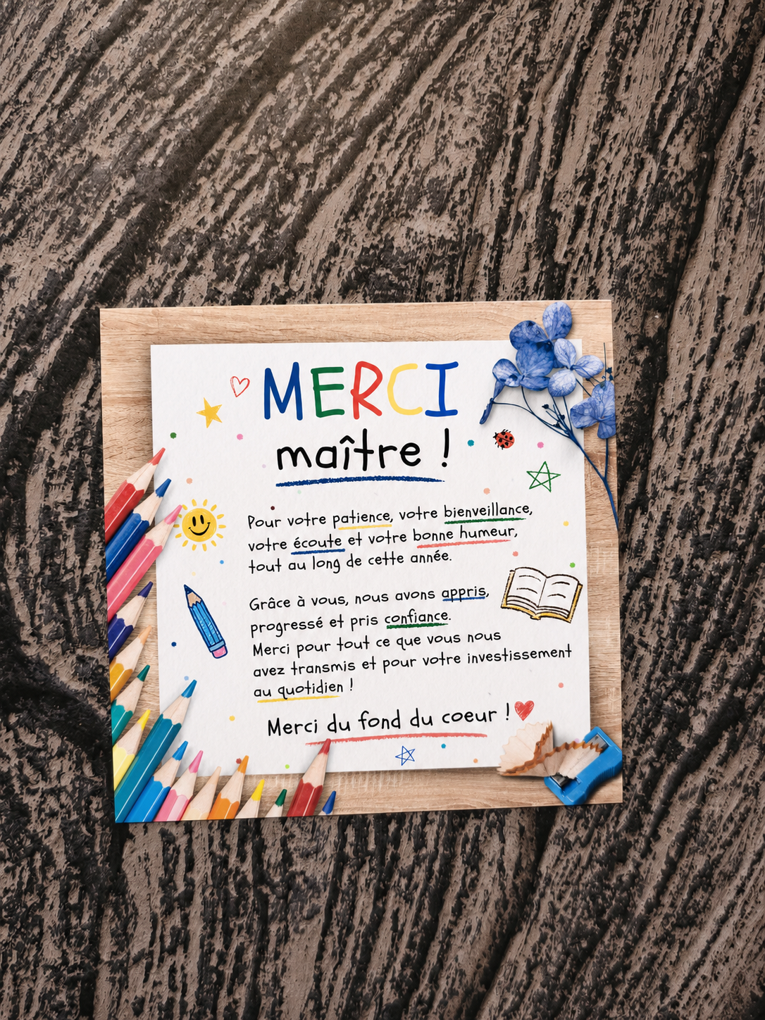 Magnet carré plat "Merci"