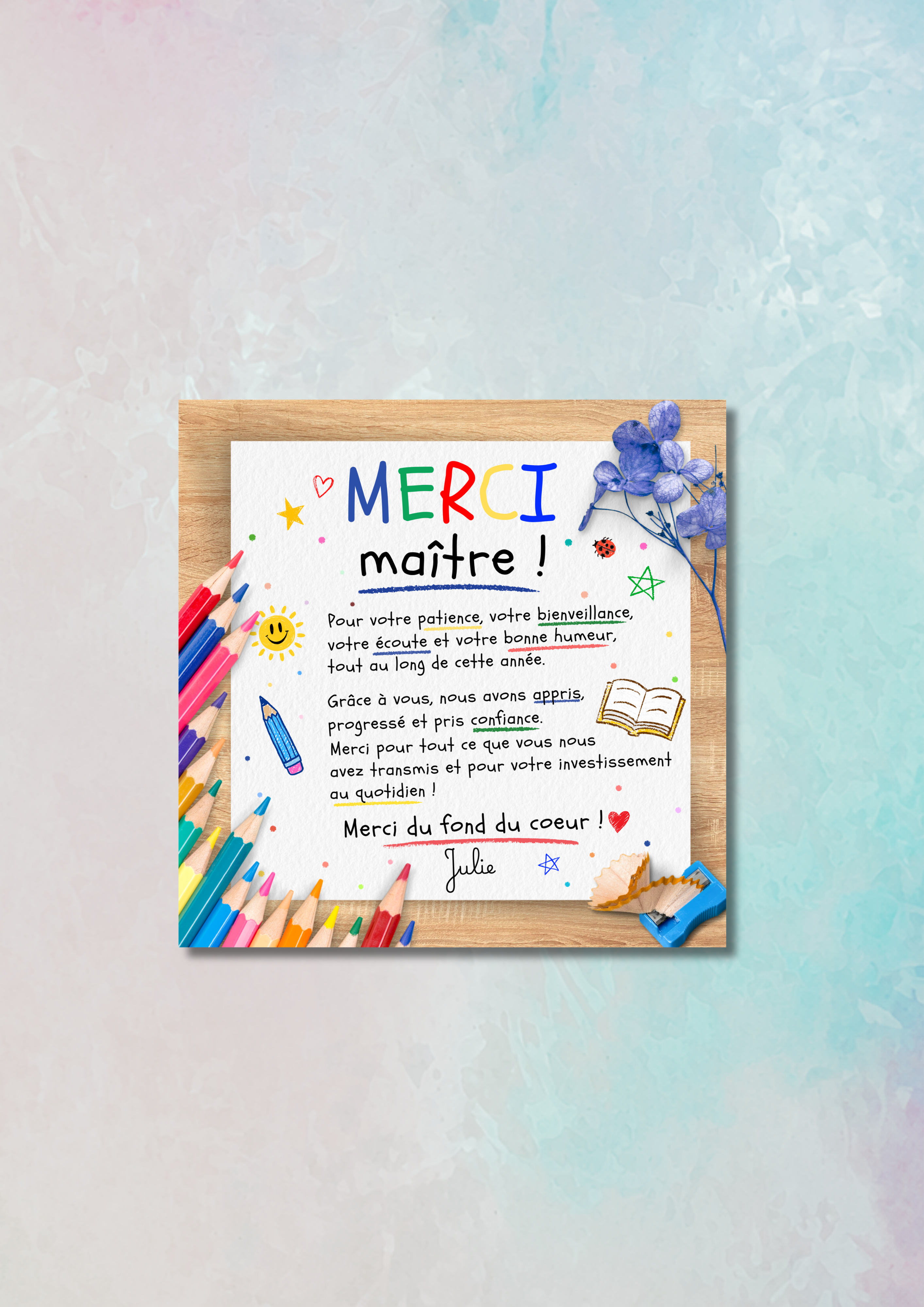 Magnet carré plat "Merci"