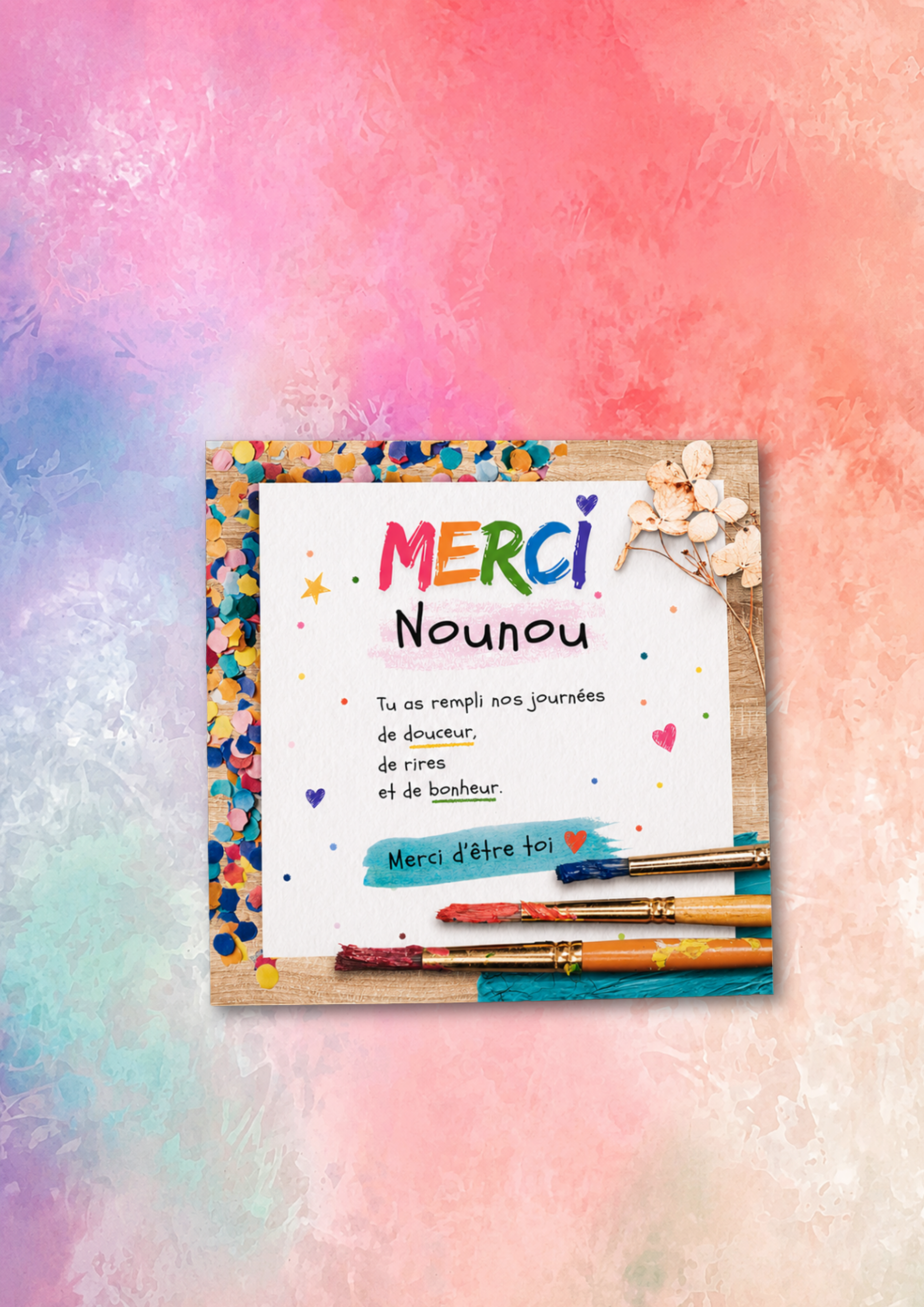 Magnet carré plat "Merci"
