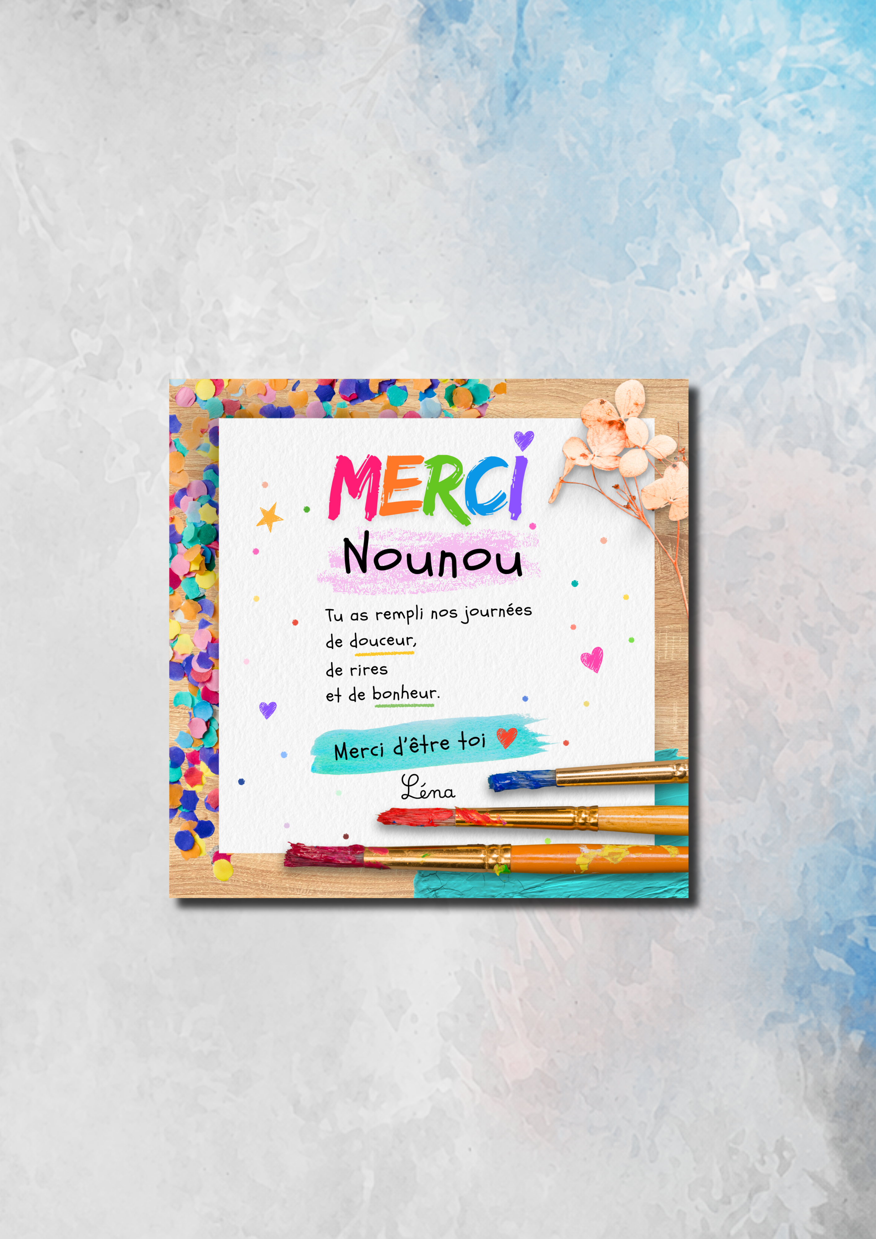 Magnet carré plat "Merci"