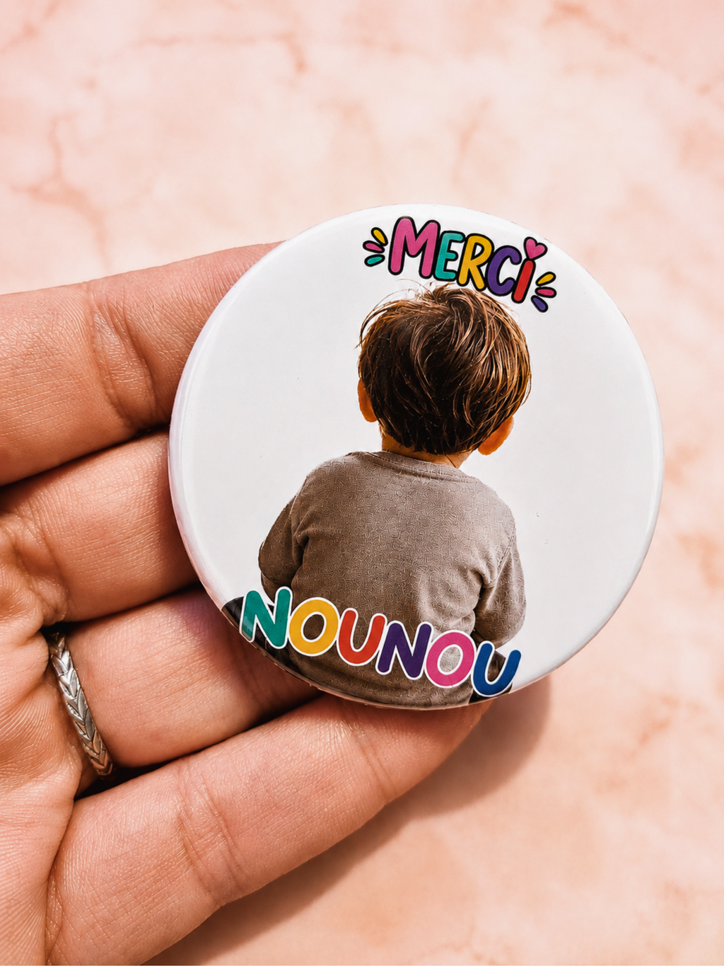 Magnet rond personnalisable "Merci"