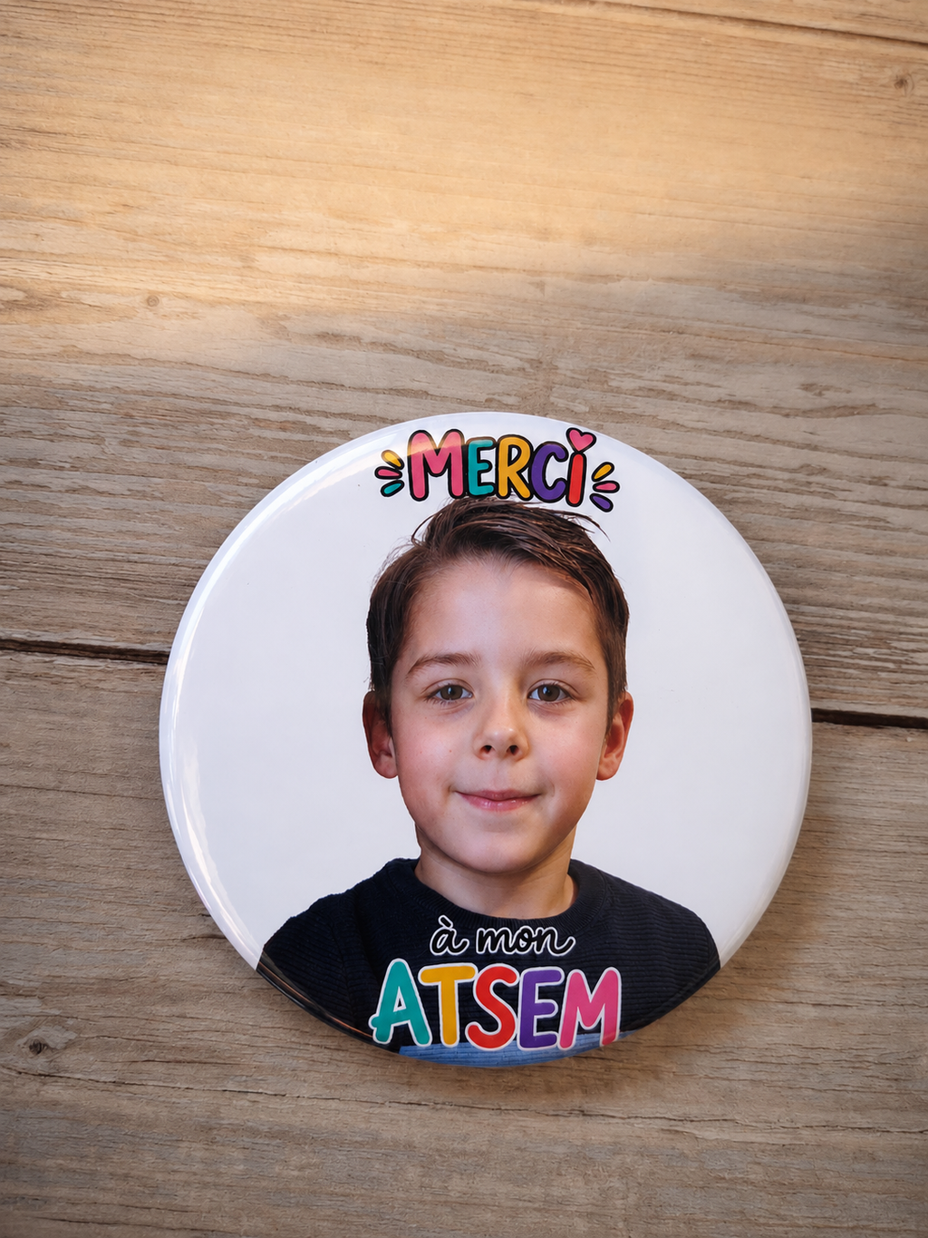 Magnet rond personnalisable "Merci"