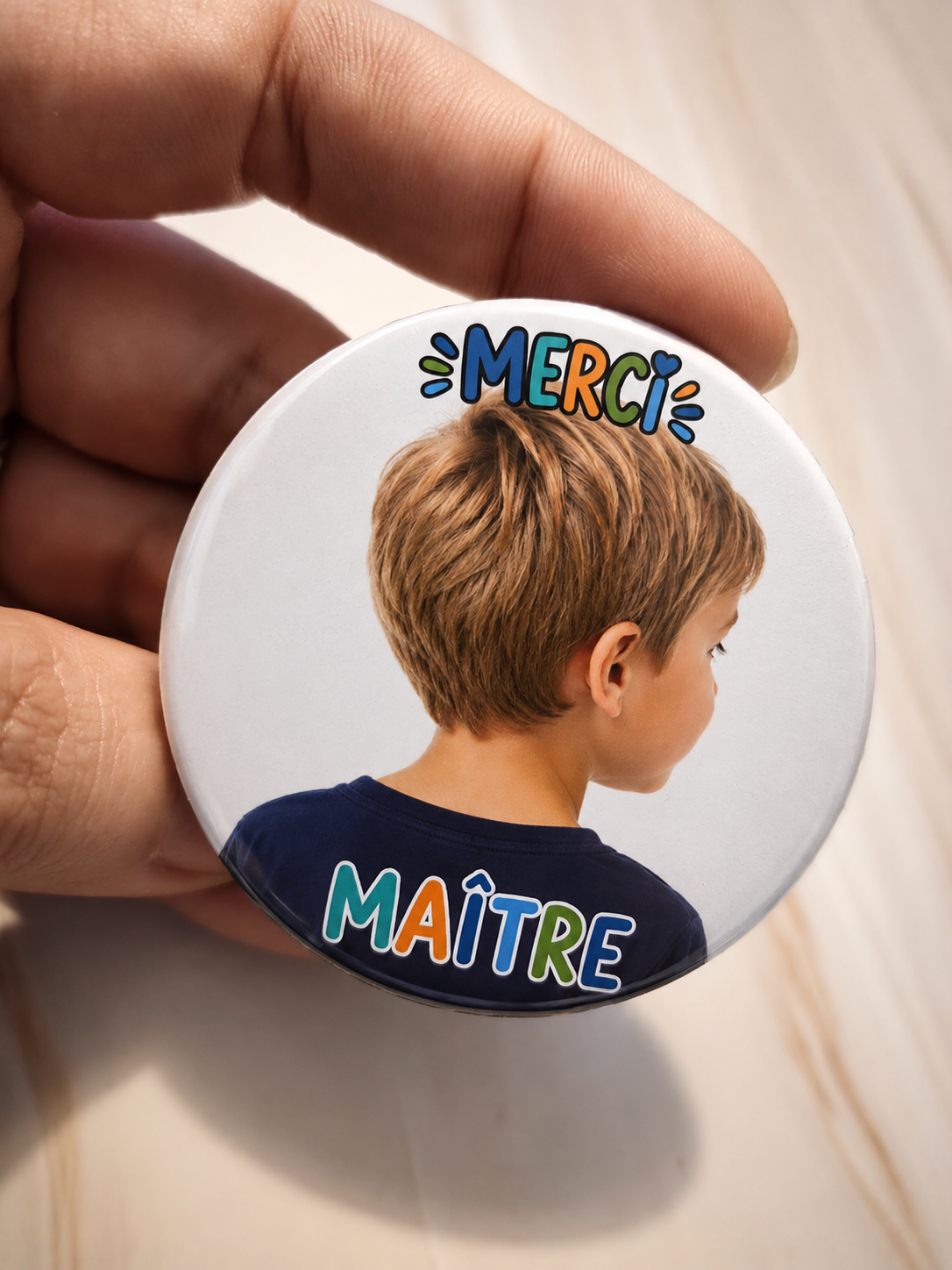 Magnet rond personnalisable "Merci"