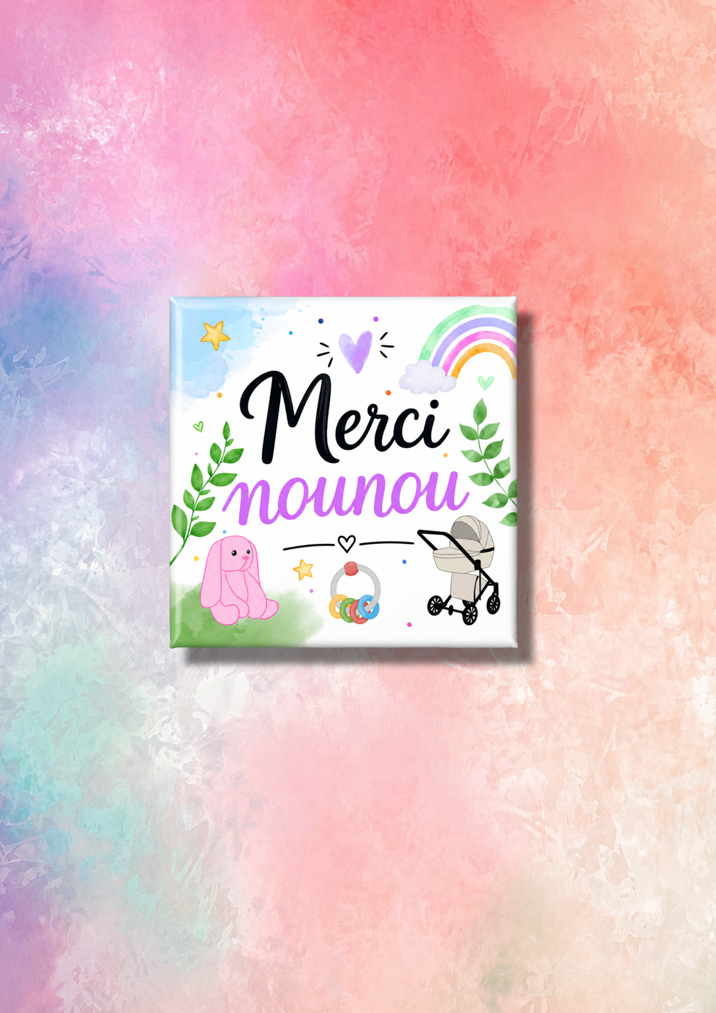 Magnet carré illustré "Merci"