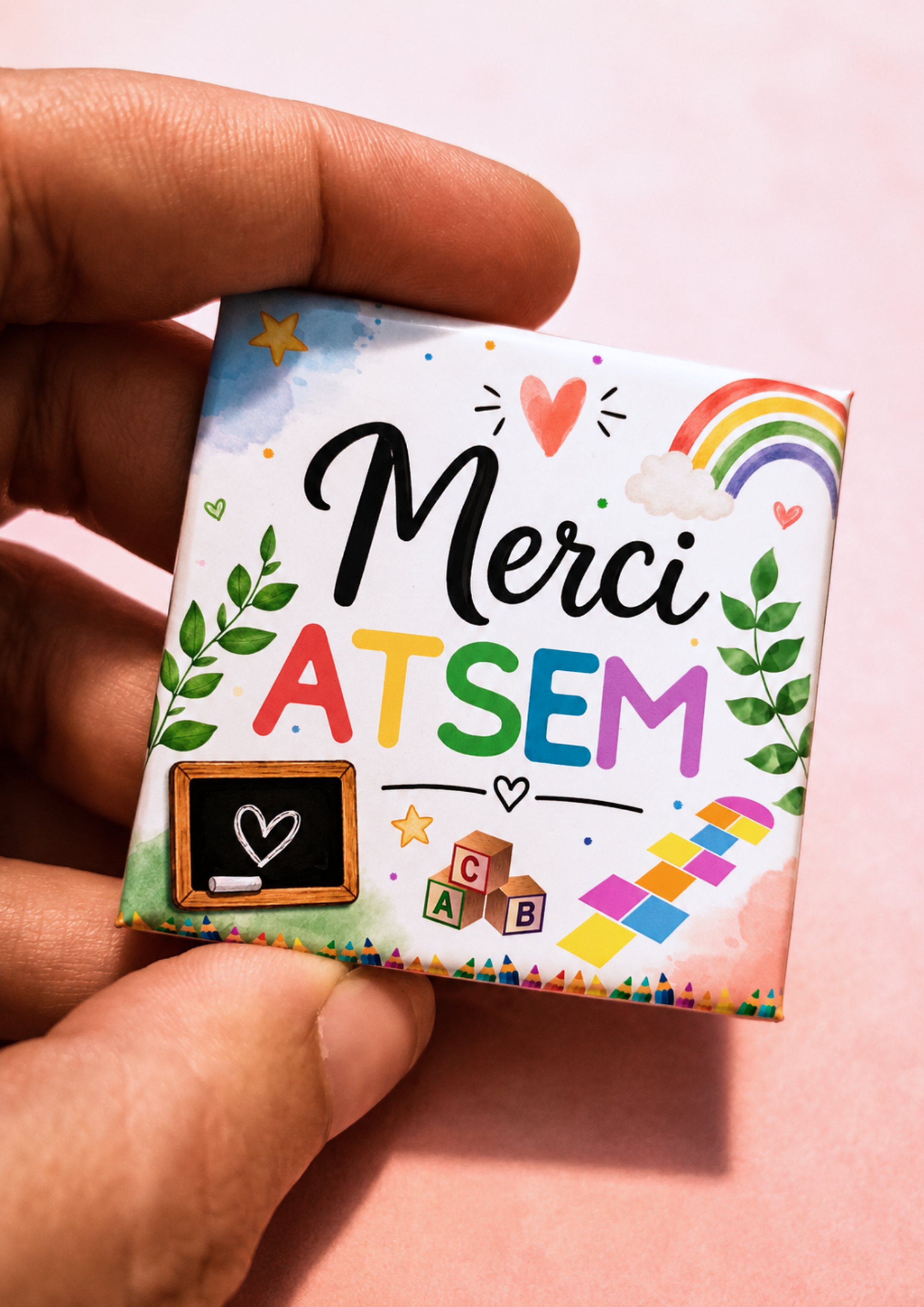 Magnet carré illustré "Merci"