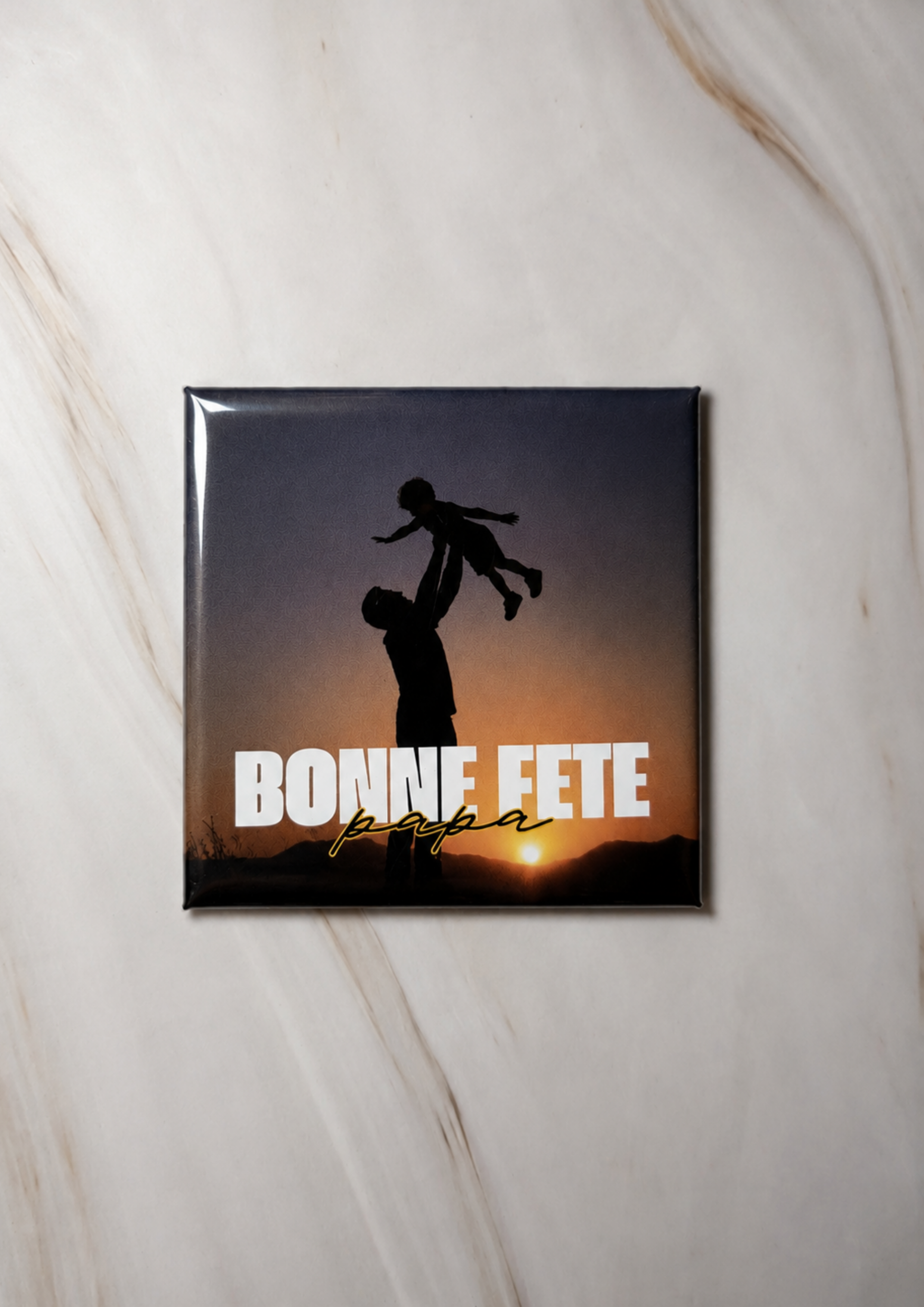 Magnet carré illustré "Bonne fête papa"