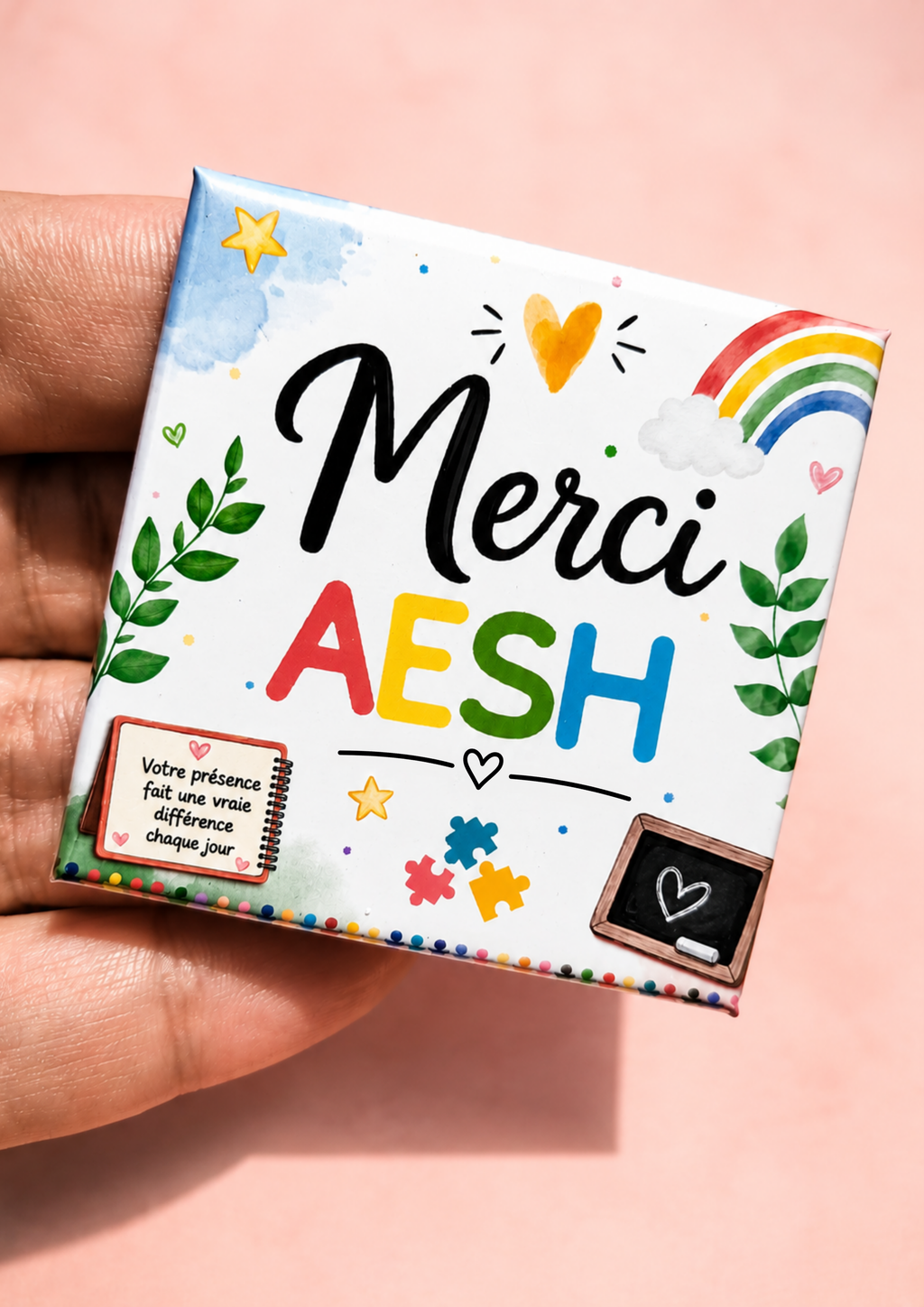 Magnet carré illustré "Merci"