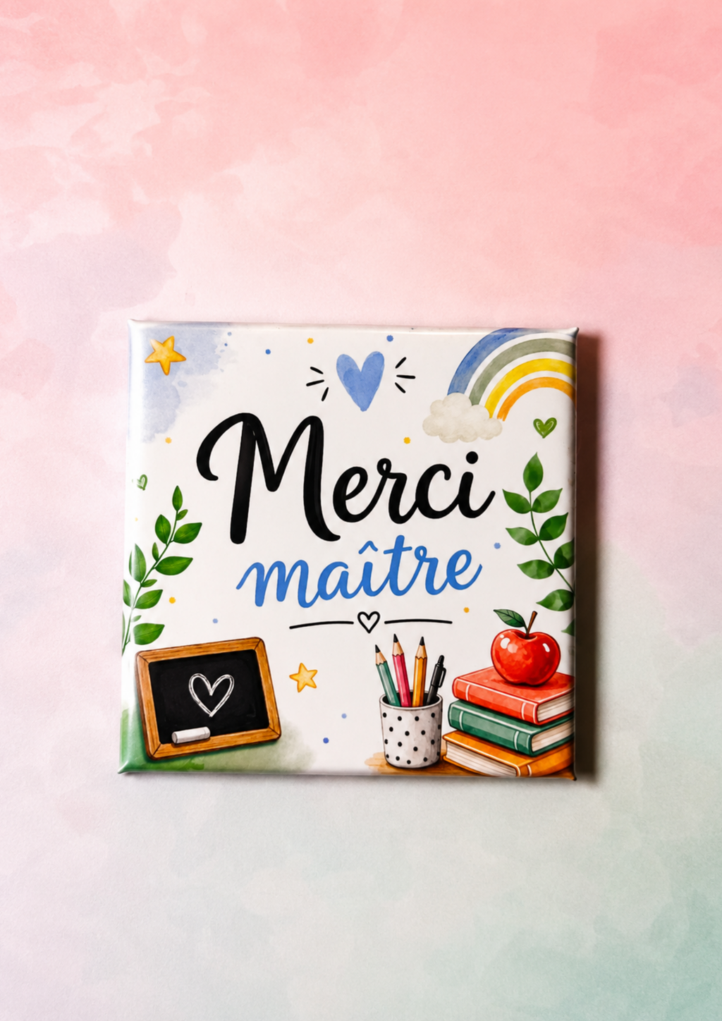 Magnet carré illustré "Merci"