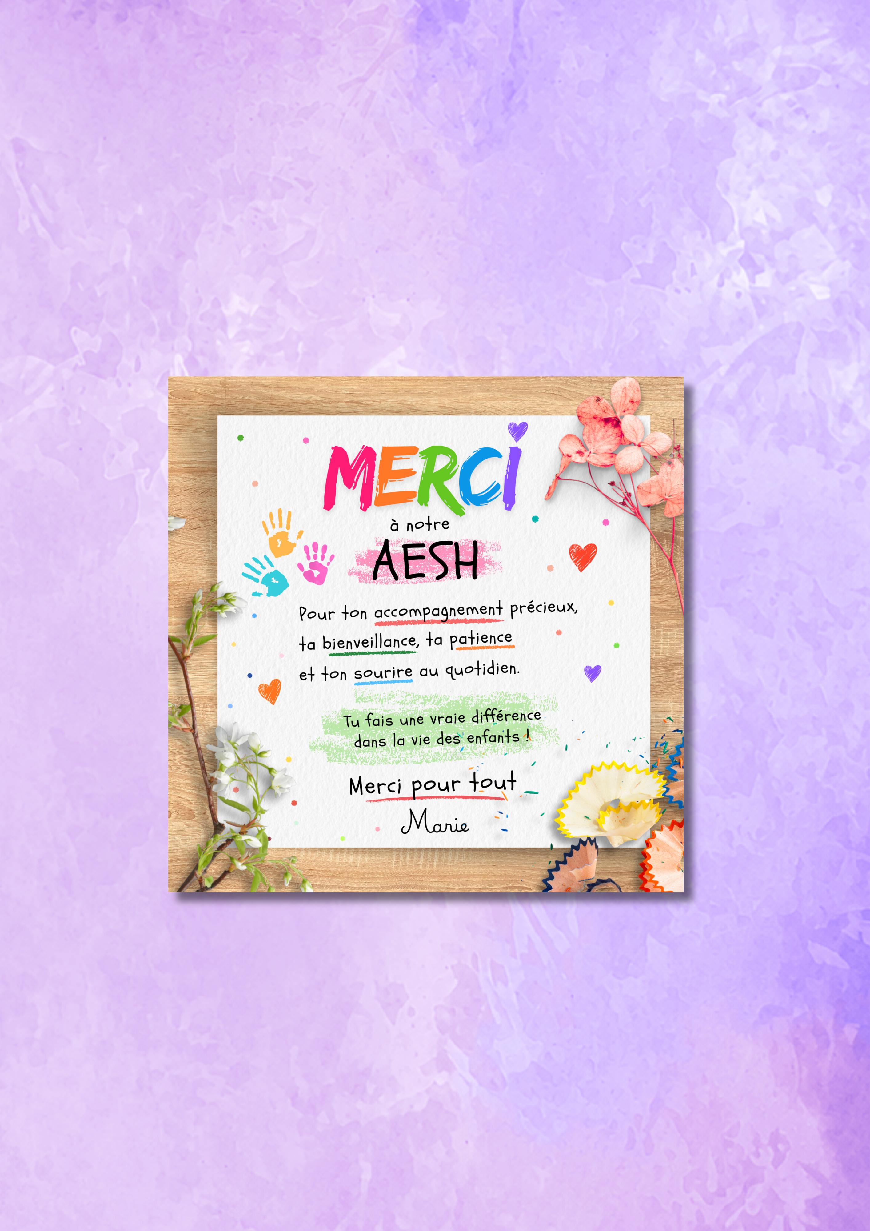 Magnet carré plat "Merci"