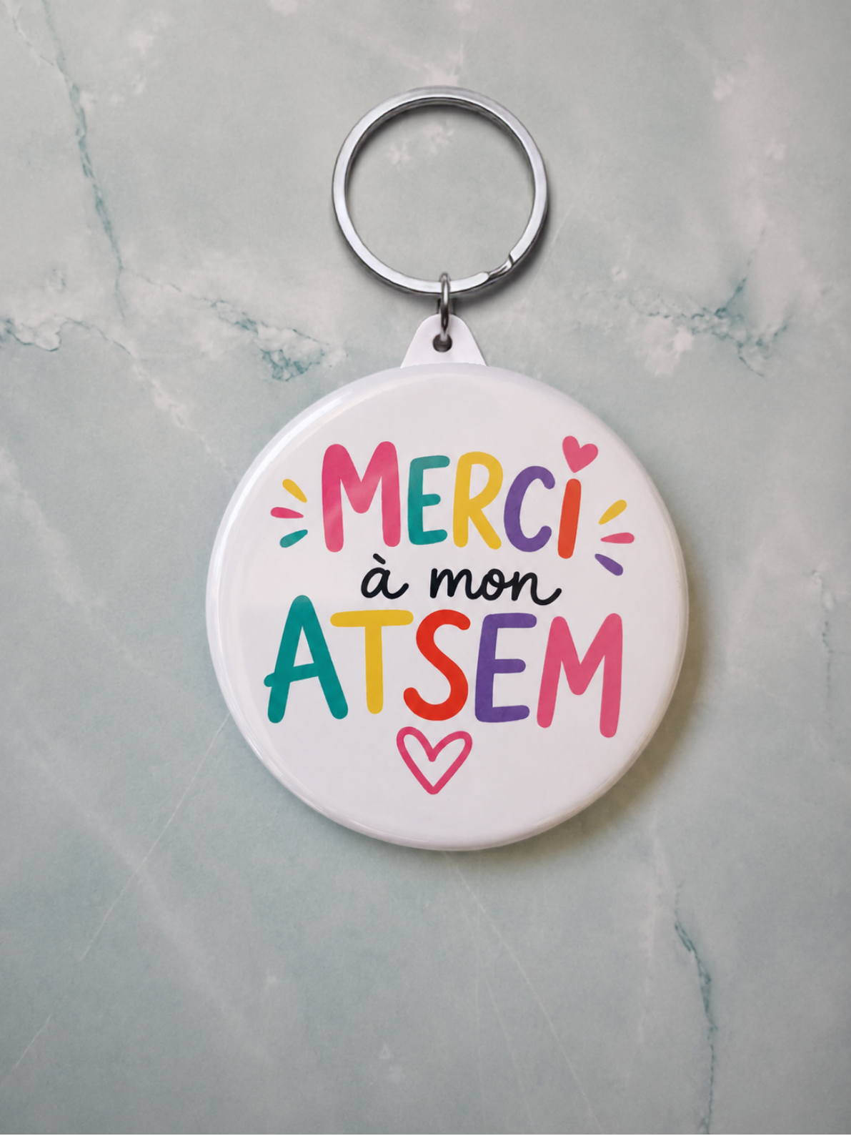 Porte-clé miroir illustré "Merci"
