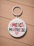 Porte-clé miroir illustré "Merci"