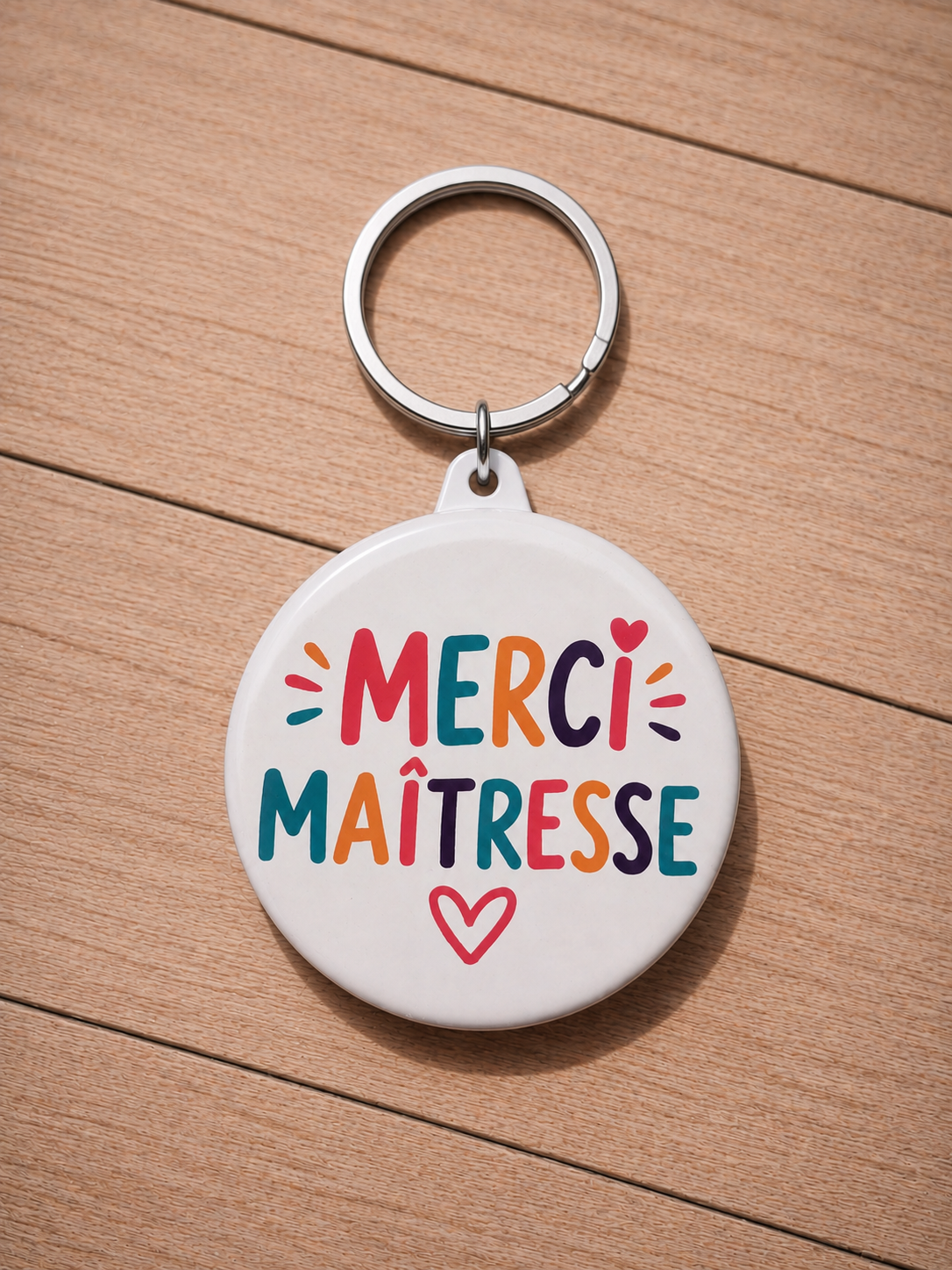 Porte-clé miroir illustré "Merci"
