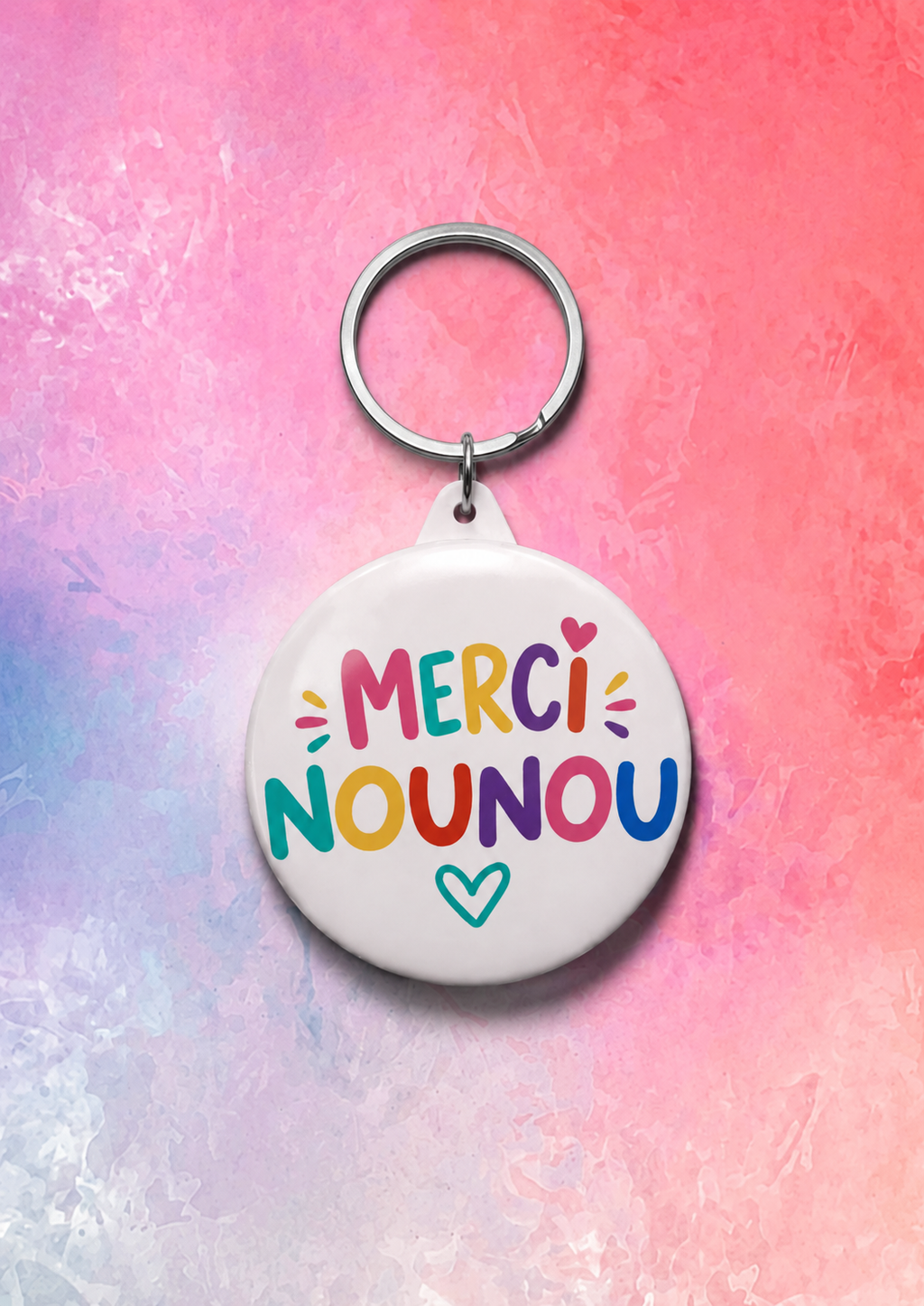 Porte-clé miroir illustré "Merci"