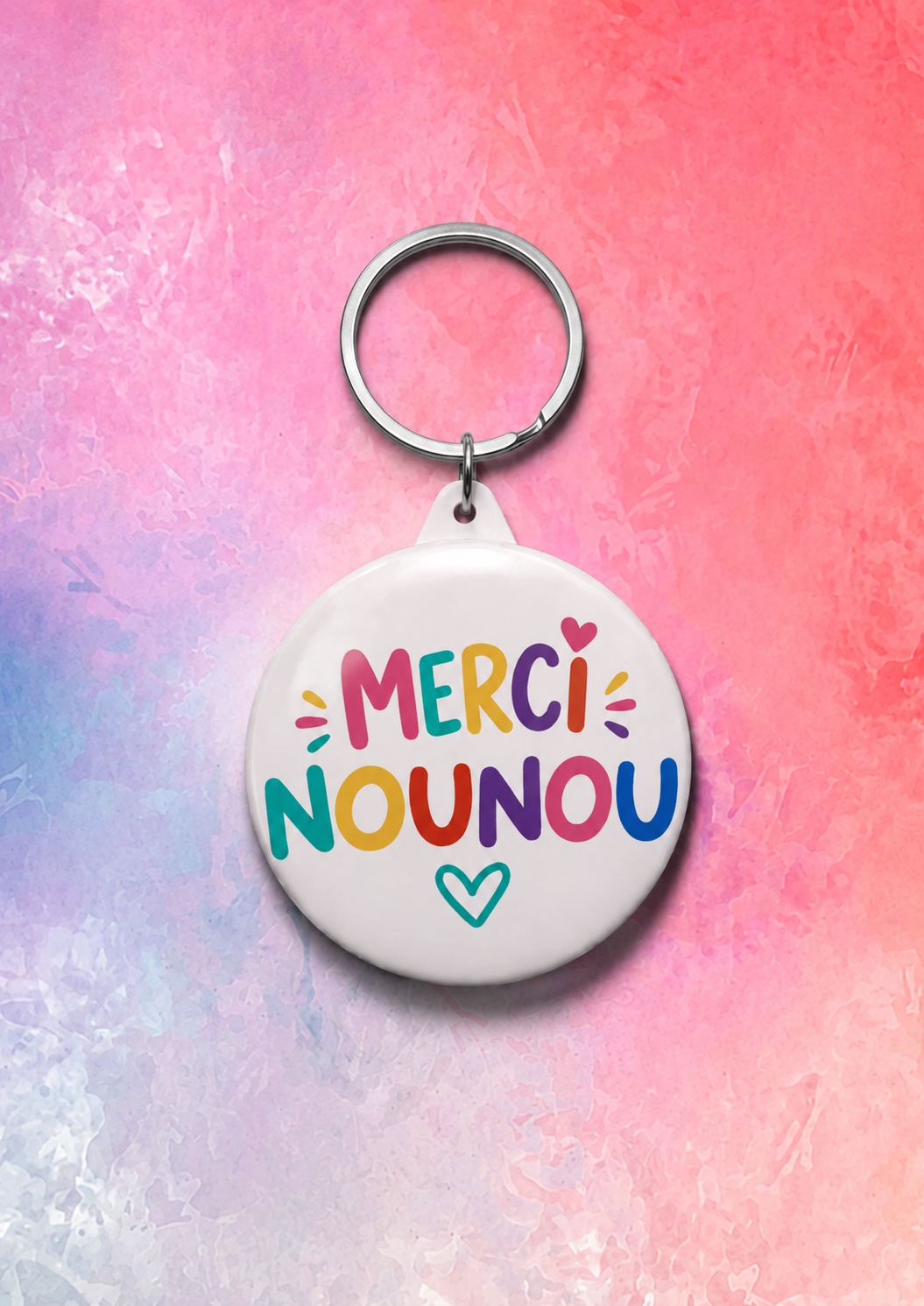Porte-clé miroir illustré "Merci"