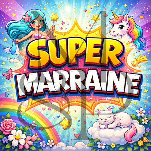 "Super marraine" - Les P'tits illustrés carrés