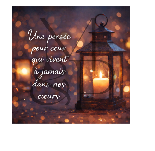 "Une pensée pour ceux qui vivent à jamais dans nos cœurs" - Les P'tits illustrés carrés